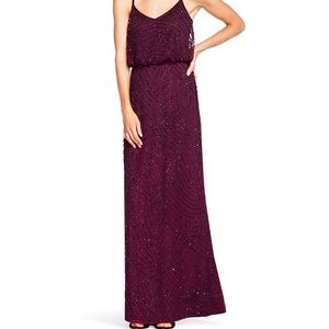 Adrianna Papell - Beaded V-Neck Blouson Sleeveless Gown